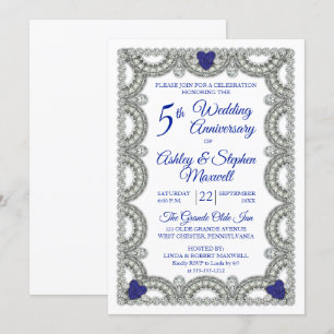Saphir Diamant 5. Hochzeitstag Party Einladung