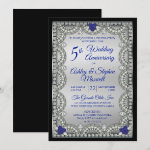 Saphir Diamant 5. Hochzeitstag-Party Einladung