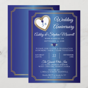 Saphir Diamanten 5. Hochzeitstag-Party Einladung