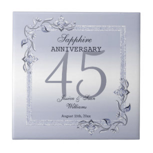 Saphir-Edelstein & Glitter 45. Hochzeitstag Fliese