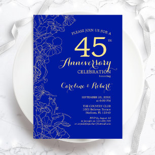Saphir Gold Floral 45. Jubiläum Einladung
