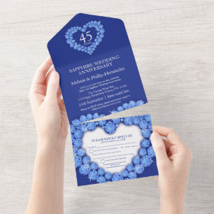 Saphir-Herz 45. Hochzeitstag All In One Einladung