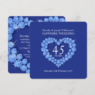 Saphir-Hochzeitsherz 45 Jahre Party-Einladung Einladung