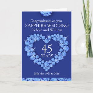 Saphir-Hochzeitsjubiläum Namensdetails Karte