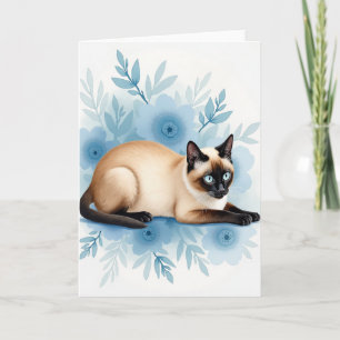 Saphir-Katz-Blumen-Muttertagskarte Karte