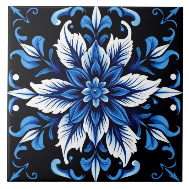 Saphir-Mandala-Fliese Fliese (Vorderseite)