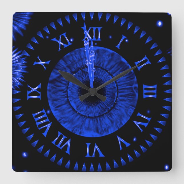 Saphir-Mitternachtsuhr Quadratische Wanduhr (Vorderseite)