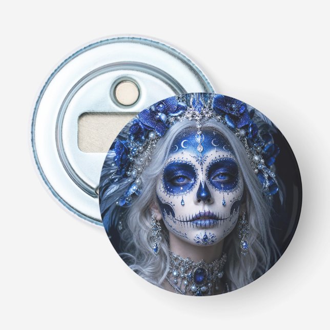Saphir-Mond-Calavera – Blauer Himmel  Flaschenöffner (Vorderseite)