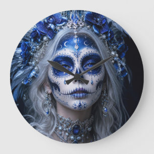 Saphir-Mond-Calavera – Blauer Himmel Große Wanduhr