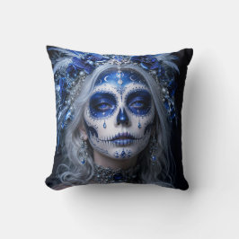Saphir-Mond-Calavera – Blauer Himmel Kissen