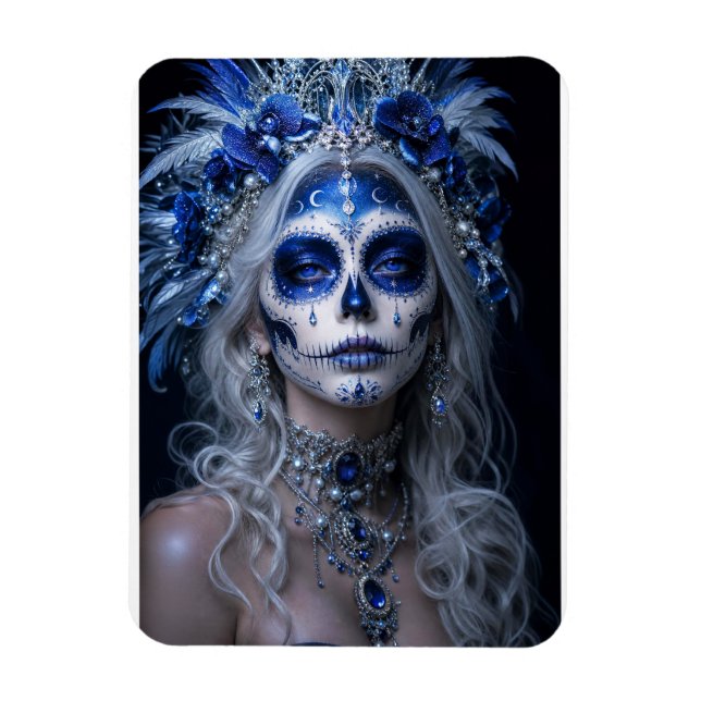 Saphir-Mond-Calavera – Blauer Himmel  Magnet (Vertikal)