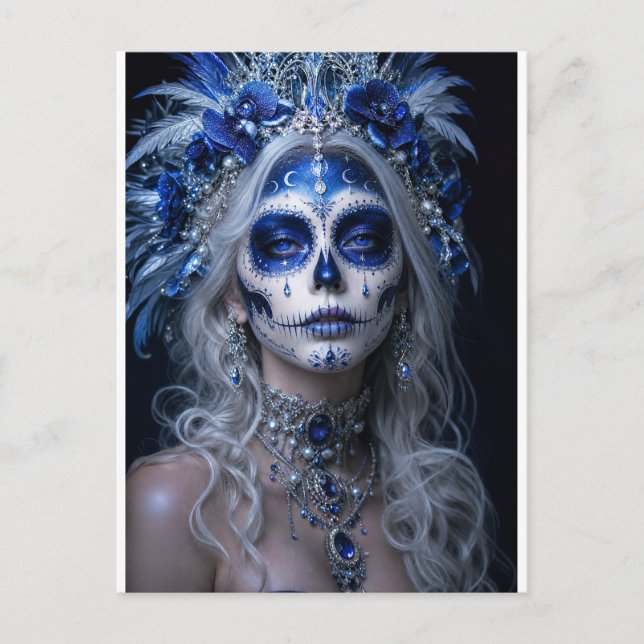 Saphir-Mond-Calavera – Blauer Himmel  Postkarte (Vorderseite)