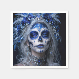 Saphir-Mond-Calavera – Blauer Himmel Serviette