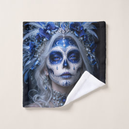 Saphir-Mond-Calavera – Blauer Himmel Waschlappen