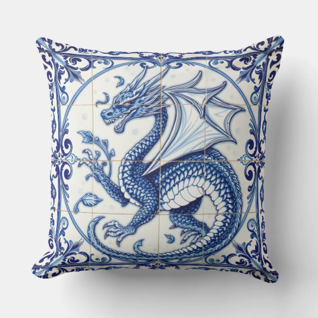Saphir-Mond-Drache  Kissen (Vorderseite)
