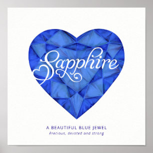 Saphir Name Bedeutung Wasserfarbe Herz Blaues Juwe Poster