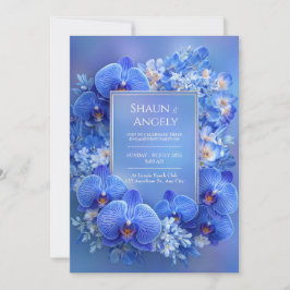 Saphir Orchidee Vergoldeter Gradient Hochzeit Einladung