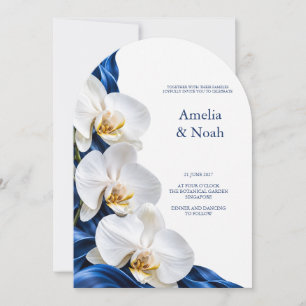 Saphir-Orchideen-Bogen-Hochzeit Einladung