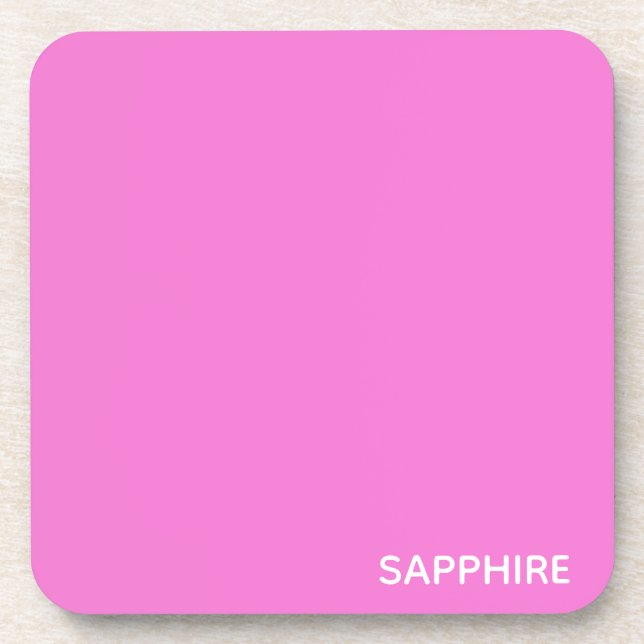 Saphir pink farbname getränkeuntersetzer (Vorderseite)