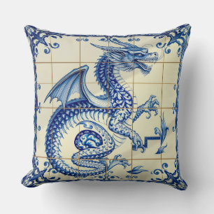 Saphir-Schlangen-Drachen-Kissen Kissen