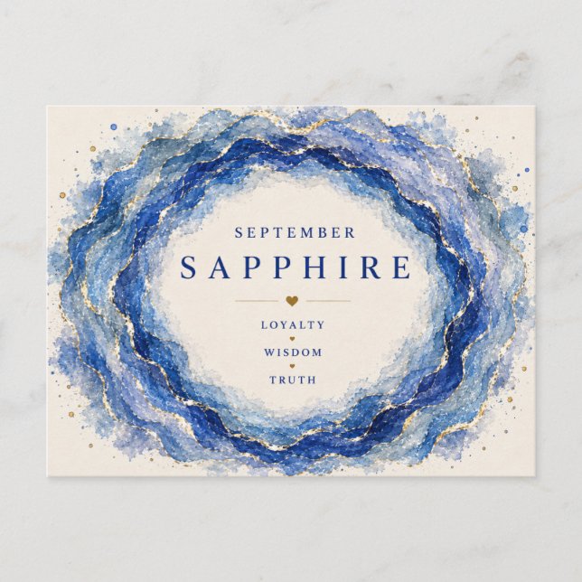 Saphir September Geburtsstein Postkarte (Vorderseite)