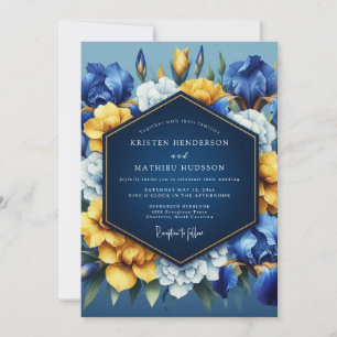 Saphir-Vibrant-Blüten-Hochzeit Einladung