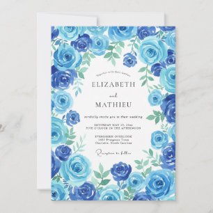 Saphirblaue Cerulean-Rosen-Hochzeit Einladung
