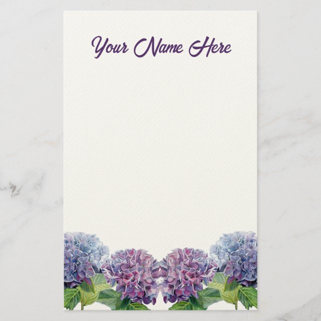 Saphirblaue Hortensien Briefpapier (Vorderseite)