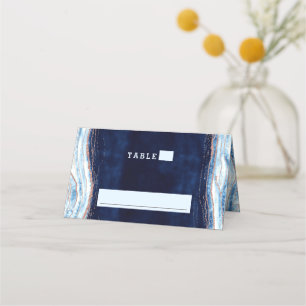 Saphirblaue Roségold-Geoden-Hochzeitstisch-Nummer Platzkarte