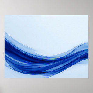 Saphirblauer Fluid Wave Abstract Poster