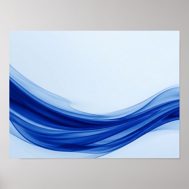 Saphirblauer Fluid Wave Abstract Poster (Vorne)