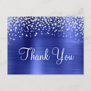 Saphirblauer Folien-Diamant-Konfetti-Dankeschön Postkarte