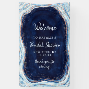 Saphirblauer Geode-Scheiben-Bridal-Shower-Willkomm Banner