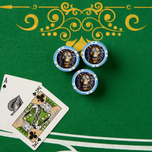 Saphirblauer und goldener Löwe, Pokerchips