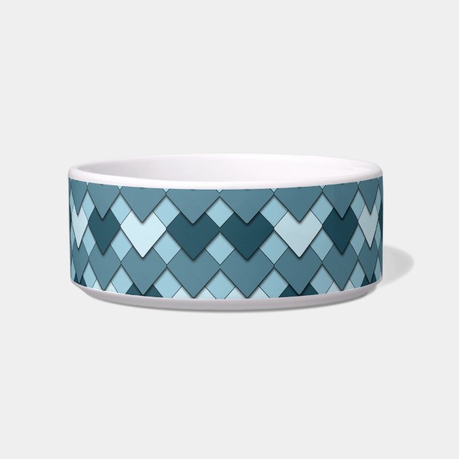 Saphirblaues Quadrat- und Diamant-Harlekin-Muster Napf (Vorderseite)
