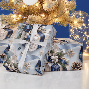 Saphirblaues Winter Weihnachtsgeschenke Geschenkpapier