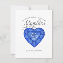 Saphire 45. Hochzeit Jubiläum Aquarellherz RSVP Karte