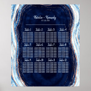 Saphire Blue Geode Hochzeitstabelle Poster