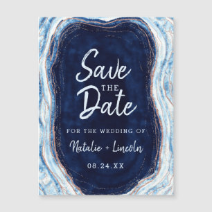 Saphire Blue Geode Slice Wedding Save the Date Magneteinladung