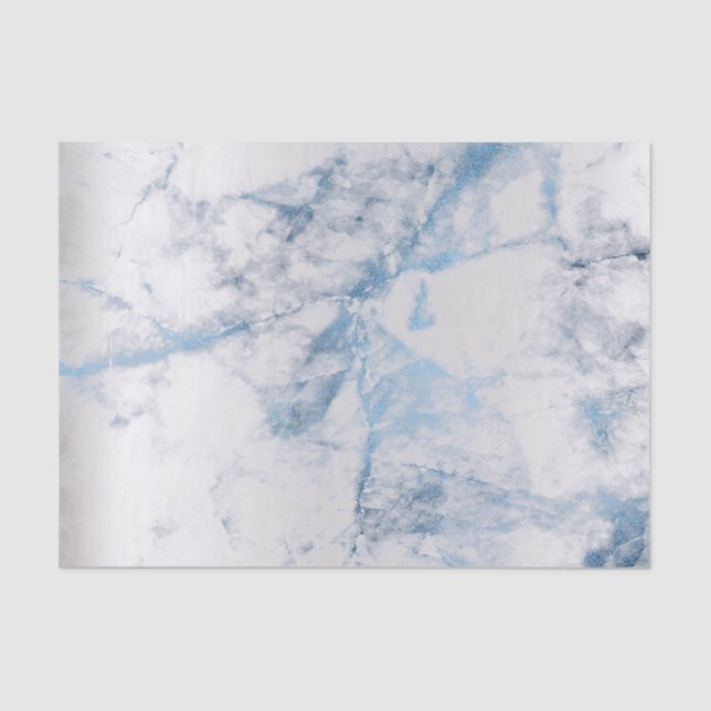 Saphire Blue Gray Silver Marble Metallic Abstrakt Seidenpapier (Vorderseite)