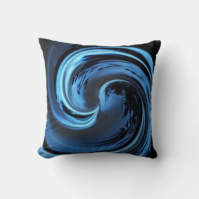 Saphire Blue Island Wave Throw Kissen (Vorderseite)