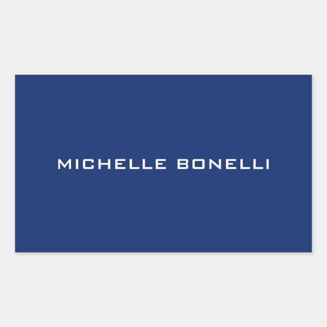 Saphire Blue Minimalistisch Schlicht Legible Moder Rechteckiger Aufkleber (Vorderseite)