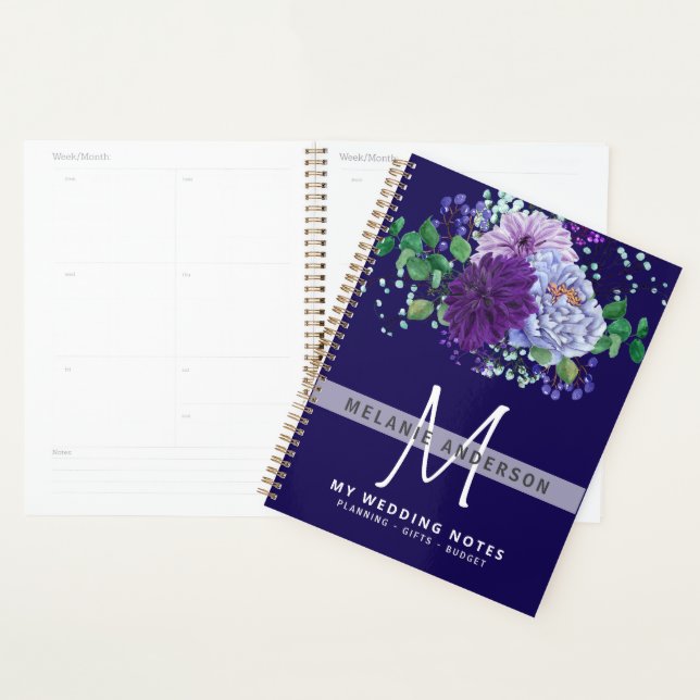 Saphire Blue Purple Flowers Hochzeitsplanung Planer (Anzeige)