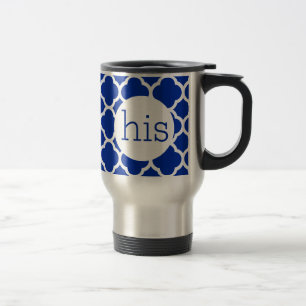 Saphire Blue Quatrefoil Monogramm Reisebecher