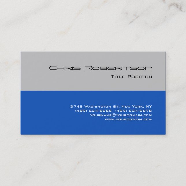 Saphire Blue Silver Gray Charming Business Card Visitenkarte (Vorderseite)