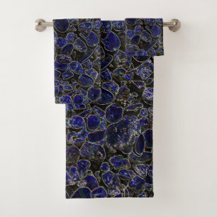 Saphire Blue Stones mit Glanz Badhandtuch Set