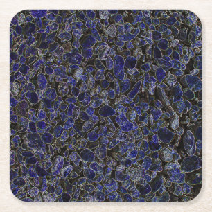 Saphire Blue Stones mit Glanz Rechteckiger Pappuntersetzer