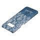 Saphire Blue Vintag Damask Muster und Name Case-Mate Samsung Galaxy Hülle (Unterseite)