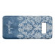 Saphire Blue Vintag Damask Muster und Name Case-Mate Samsung Galaxy Hülle (Rückseite (Horizontal))