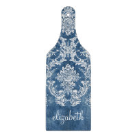 Saphire Blue Vintag Damask Muster und Name